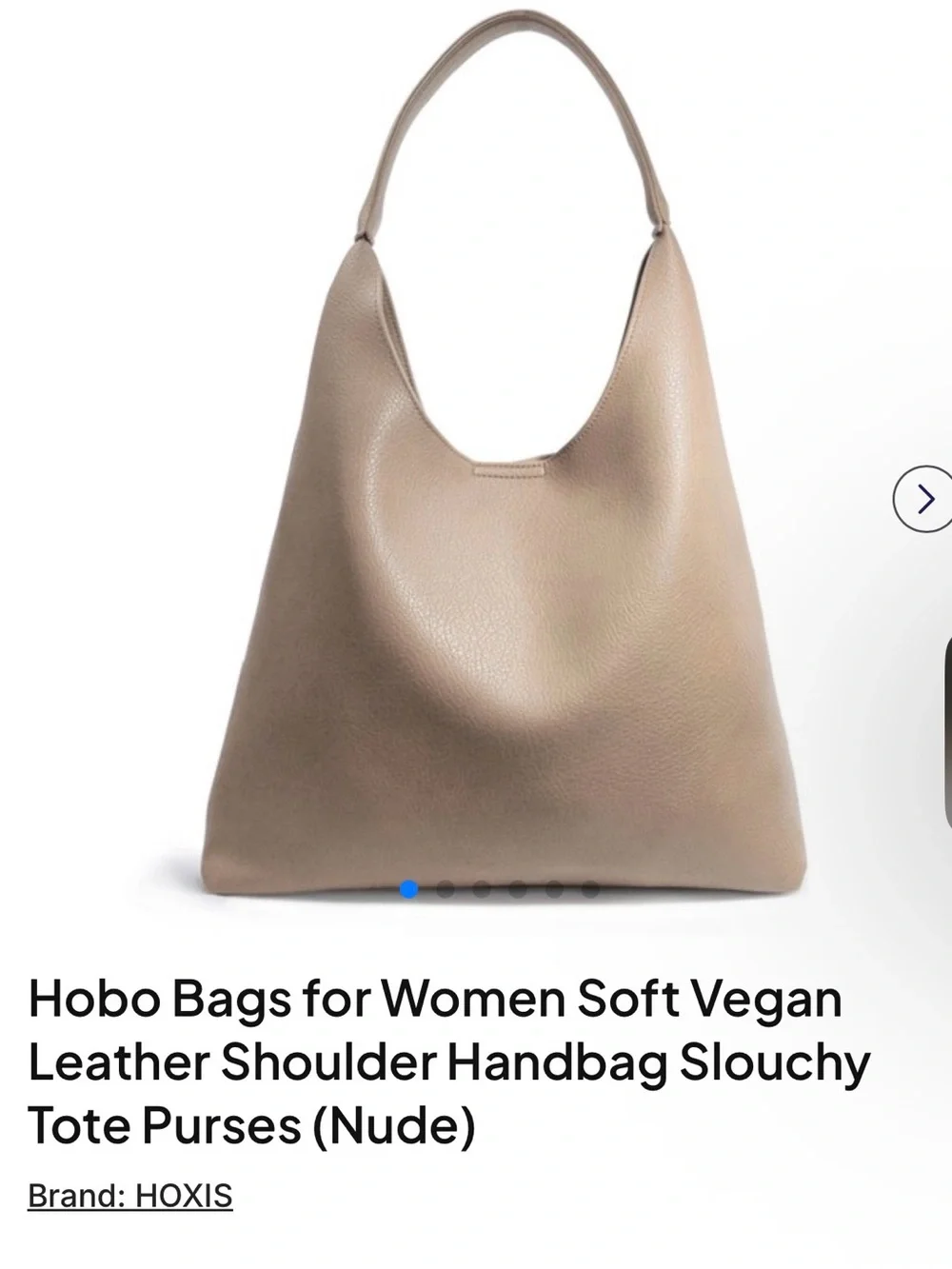 HOXIS Nude Vegan Leather Hobo Shoulder Bag